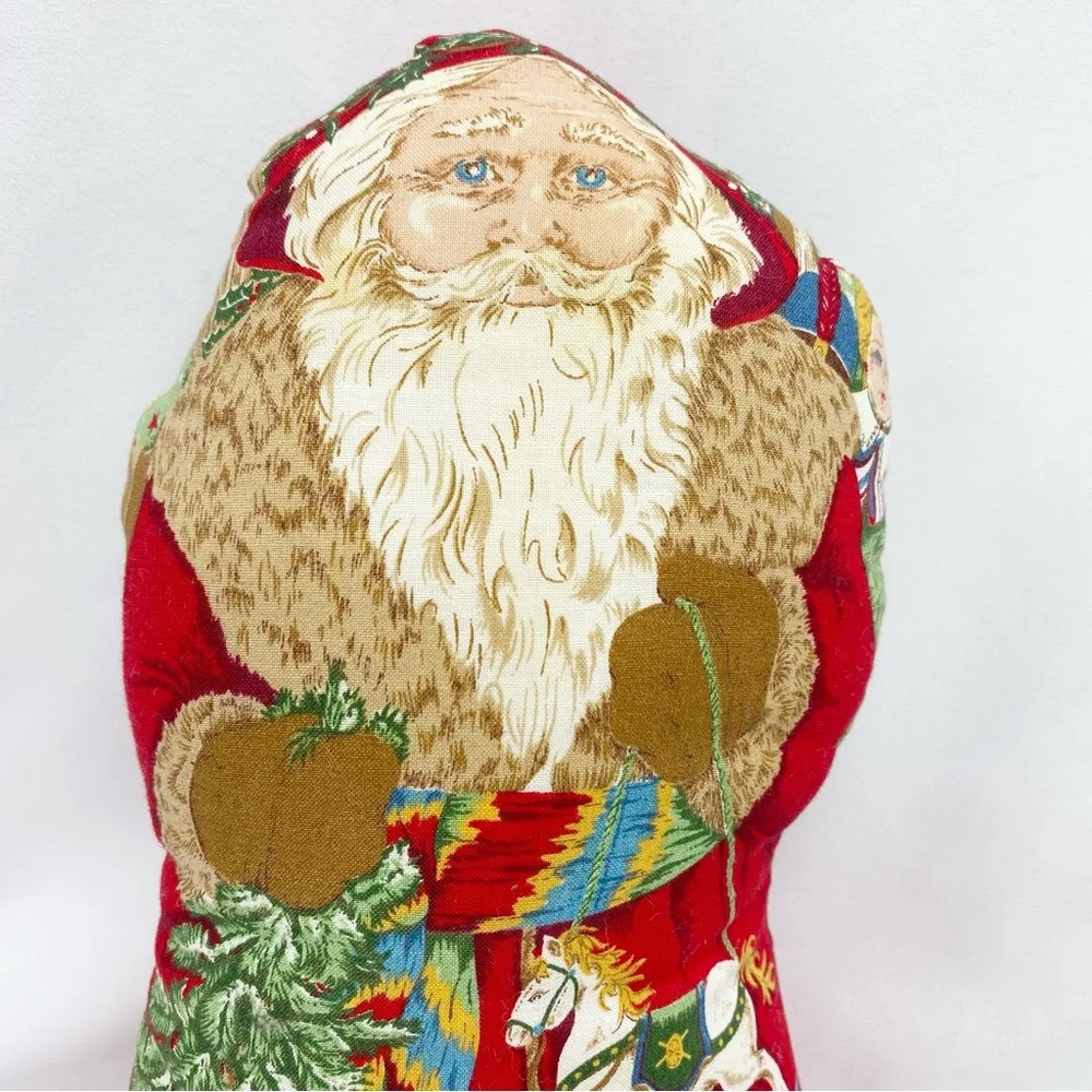 Vintage Father Christmas Santa Clause Handmade Stuffed Plush Pillow Decor Sm